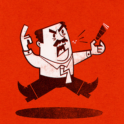 Angry Boss cartoon illustration illustration retro vector texture