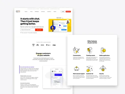 LiveChat Tour brand design illustration minimal website website design