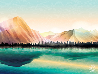 Breezy adobeillustator breeze breezy calm digitalart faceted geometric art horizon illustraion lake landcape lowpolyart mountains nature panorama river skyline vector vector art warm
