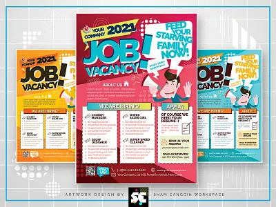 Job Vacancy Flyer advertisement agency announcement cartoon creative editable finding job flat fun funny hire hiring flyer interview job fair flyer job hunting jobless looking for job recruitment walk in