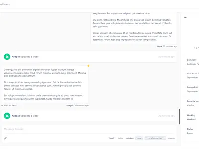Viewing a Customer in Command activity blue command crm css customer customer support green inbox message app messages minimalist profile saas silver timeline