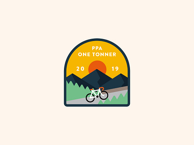 One Tonner Cycle Tour artwork badge badge logo bicycle branding cycling graphic identity identity branding illustration illustration art mountain outdoors patch