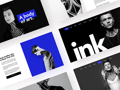 Tattoo Site blackandwhite design landing page layout minimal product design sketch tattoo typography ui ux webdesign