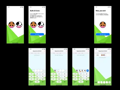 Bulls & Cows game flow user interface