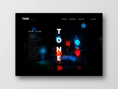 Tone Festival black color design festival frankfurt interface landingpage layout music typography ui uichallenge ux web website
