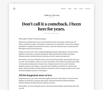 Don't call it a comeback. blog engravers personal website tiempos wip