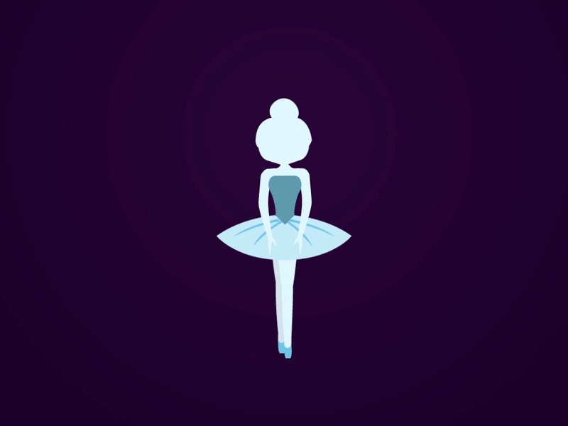 Ballerina 2d animation ballerina ballet blue dance dancer design flat fun girl illustration logo minimal motion purple rigg rigging vector