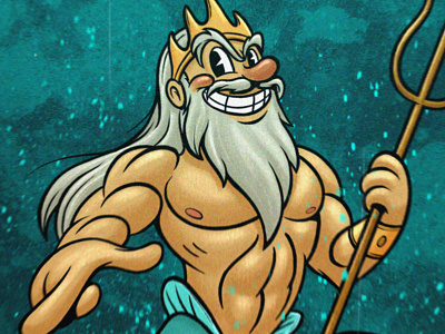 Triton 30s cartoon character design characterdesign digital illustration digital painting illustration mermaid mermay retro retro cartoon sea triton vintage