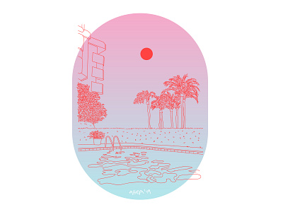 d r e a m l o c a t i o n beach cityscape colorful design digital painting flat illustration illustrator lineart linework summer vector vector illustration