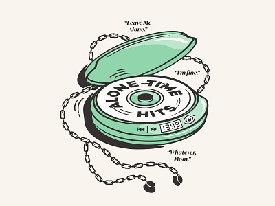 Alone Time Hits 90s badgedesign branding design discman graphic design illustration illustrator lettering logo typography vector