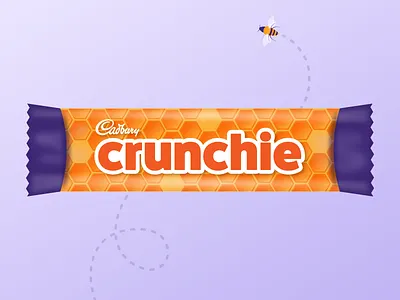 Crunchie Redesign – Chocolate Candy Bar Wrapper bee cadbury candy candy bar chocolate chocolate bar chocolate packaging crunchie crunchy honey honeybee honeycomb packaging packagingdesign wrapper