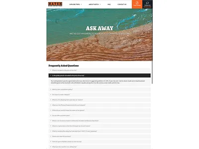FAQ for Hatch Expeditions Redesign design ui