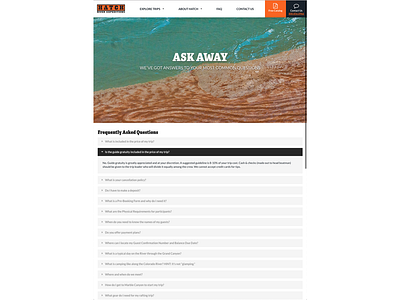 FAQ for Hatch Expeditions Redesign design ui
