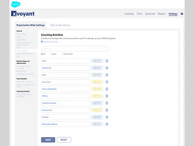 Final Designs for the Managing Coaching Activities UI design ui xvoyant