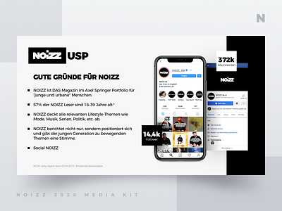 Noizz 2020 Media Kit 3 of 12 black branding concept design digital illustration media kit minimalism presentation layout typography ui white