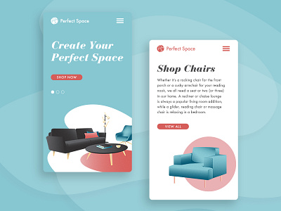 Perfect Space – Mobile concept design furniture illustration midcentury mobile mobile design modern ui ux