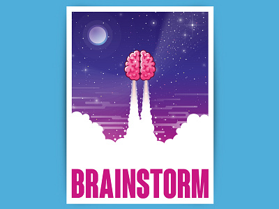 Brainstorm illustration brain brainstorm brainstorm illustration brainstorm poster brainstorming concept flight illustration poster space vector