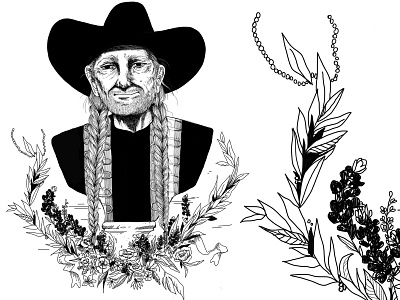 Willie Nelson illustration portrait procreate willie nelson