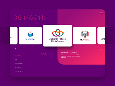 Design Agency - Portfolio agency clean creative design inovative inspiration modern pink portfolio profile purple slider slideshow thumbnail ui ux website work