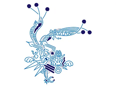 Jabberwocky abstract dragon illustration shapes