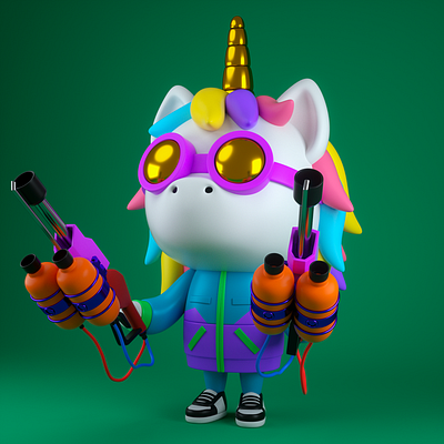 Crazy Unicornio 3d 3d modeling characterdesign cinema 4d design illustration octane render