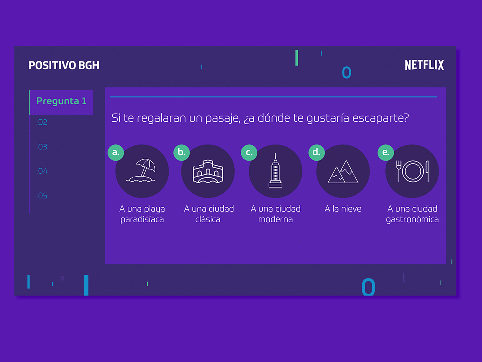 Quiz Positivo BGH & Netflix advergame branding design diseño game icon interface interfaz quiz trivia ui uidesign ux design uxui