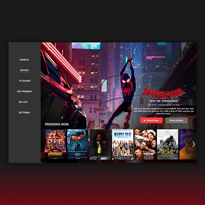 Daily UI 025 - TV App dailyui dailyui025 dailyuichallenge design movie app movies spiderman tv tv app ui ux