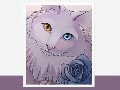 Heterochomia animals cats heterochromia illustration pets procreate roses
