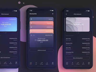 Card stack in bank app app bank cards crypto design ios iphone money pay phone service ui wallet