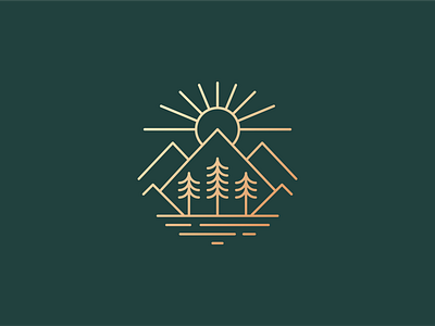 Lake views icon illustration illustrator josh warren minimal mountain nature sun tree vector