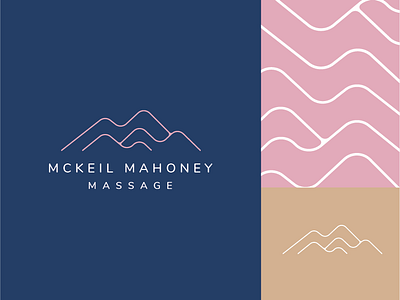 Mckeil Mahoney Massage blue branding calm gold logo massage massage logo mountain mountain logo pink