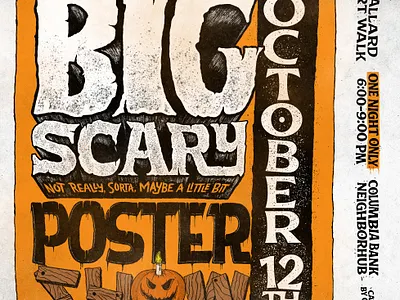 Big Scary Poster big halloween handdrawn type handlettering lettering october poster poster art scary seattle show typography