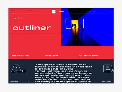 Outliner - A Modern Approach colors concept creative flat graphics interaction interaction design landing page modern strong typography ui uiux vibrant visual web web design website