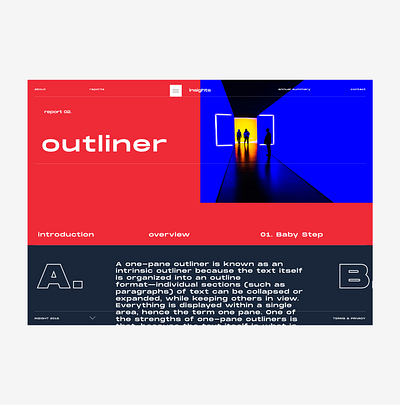 Outliner - A Modern Approach colors concept creative flat graphics interaction interaction design landing page modern strong typography ui uiux vibrant visual web web design website