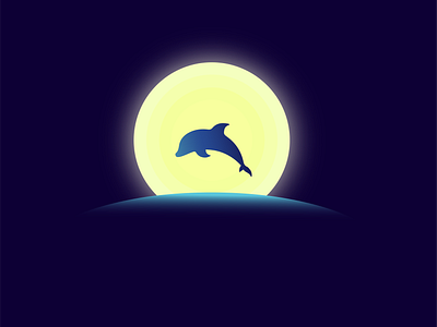 Dolphin in the Moonlight colors design dolphin gradient illustration illustrator minimal mood moon night sea space vector