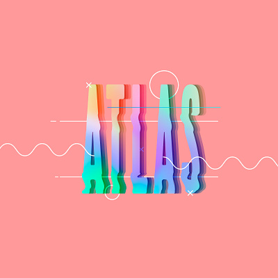 Atlas atlas gradient illustration lettering typogaphy vector