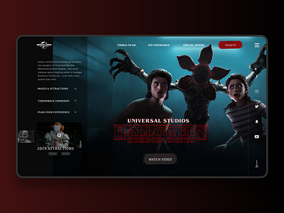 SPOOKY SZN AT HORROR NIGHTS 🎃 adobexd dark theme halloween stranger things ui uidesign web design