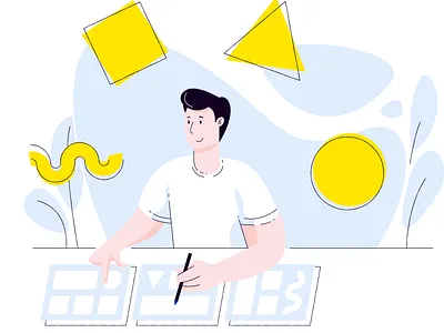 Droids assets design hero illustration ui vector website