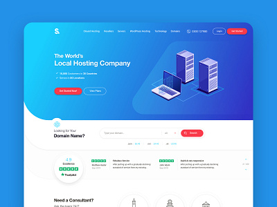 Hosting Company Website Design - V2 beautiful blue corporate design creative data design domain homepage hosting inovative inspiration inspirations landing page package redesign server ux ui web design website