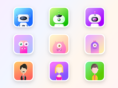 User profile avatars for a blockchain related platform app avatar blockchain bot cryptocurrency design future illustration image job logo neel placeholder prakhar profile robots sharma ui vector web