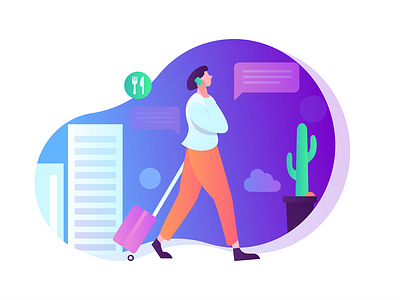 Travel woman, flat vector character app branding color design flat illustration mobile vector web