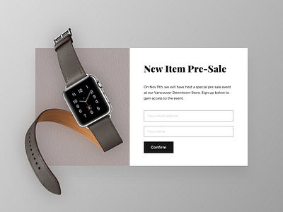 Presale Event Pop-Up Overlay daily ui dailyui pop up overlay ui watch