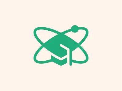 Education and Science Logo atom cap electron graduation nucleus orbit particle proton school science student