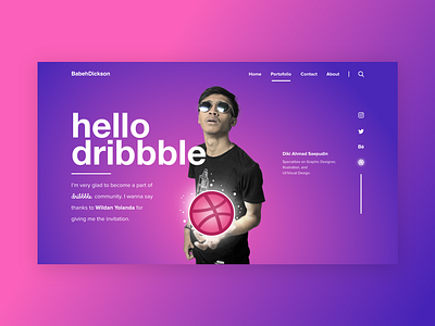 Hello dribbble ! carousel contact design gradient hello dribbble introduction landing page ui ui design visual design web