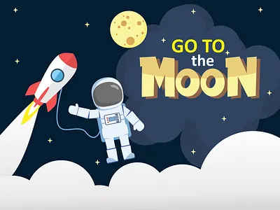 Go To The Moon charracter design flat icon illustration logo minimal vector