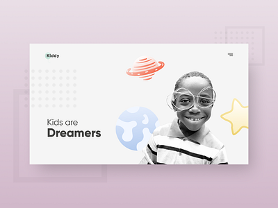 KIDDY - Landing page 1st block concept. clean clean ui concept landing profile template website website design