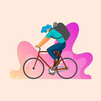 Flat Character ride a Bicycle Vector Illustration action athlete bicyclist biking cartoon character city design fast fitness fun logo modern safety speed sportsman stylized travel vacation young
