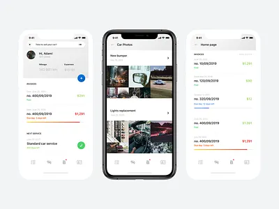 car services app concept app car gallery invoices iphone management minimal navigation