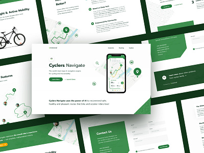 Cyclers Navigate app branding exploration ios isometric landing layout location typography ux