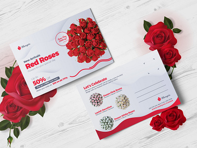 Marquis Flower Postcard PSD creative decoration design events flower graphic handmade postcard postcard design print print ready professional roses services shop shopping